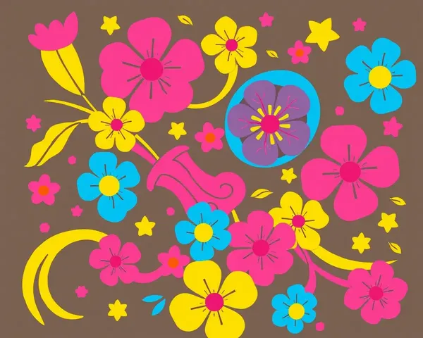 Whimsical Pink Blue Yellow Pookkalam Pattern Swirl