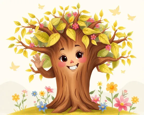 Whimsical Shawaya Tree with Waving Face