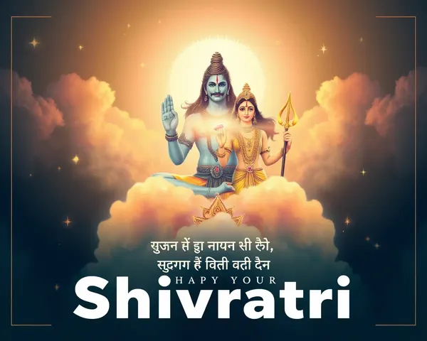 Whimsical Shivratri Invitation Card in Hindi with Lord Shiva and Goddess Parvati and Clouds