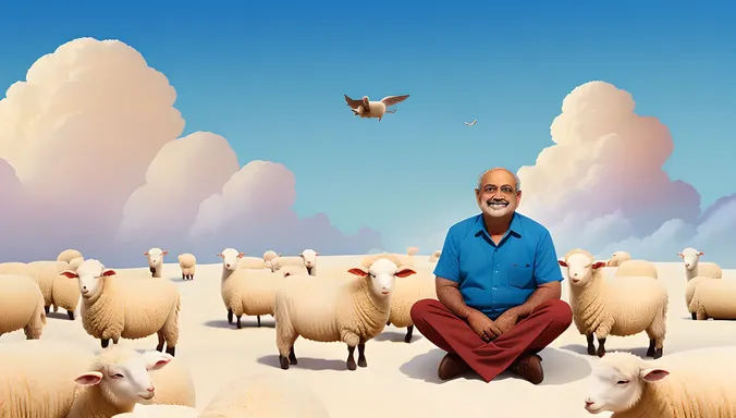 Whimsical Shyam Ji on Cloudy Sheep