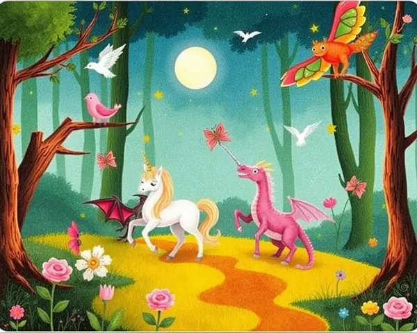 Whimsical Udghatan Card with Fantastical Creatures and Magic