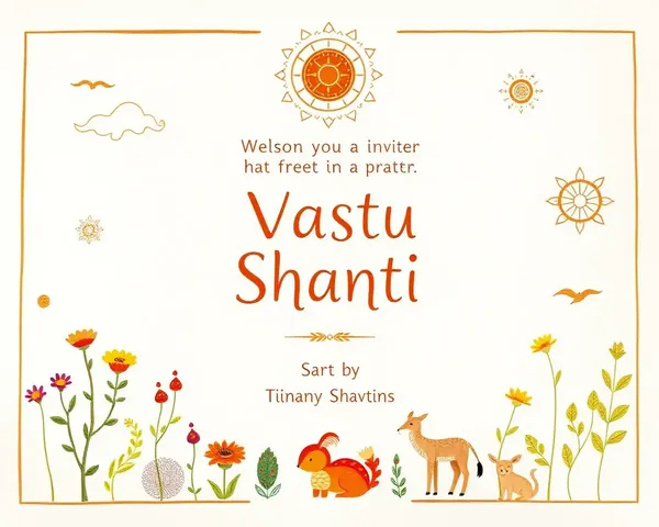 Whimsical Vastu Shanti Invitation Card with Illustrations