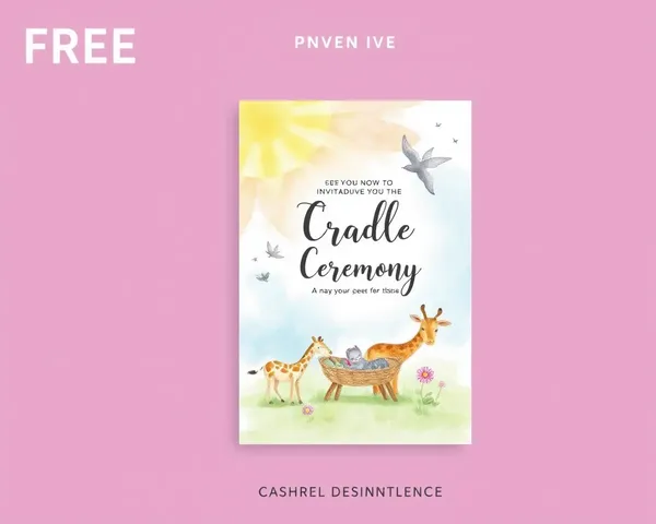 Whimsical Watercolor Cradle Ceremony Invitation Card Template with Baby Animals