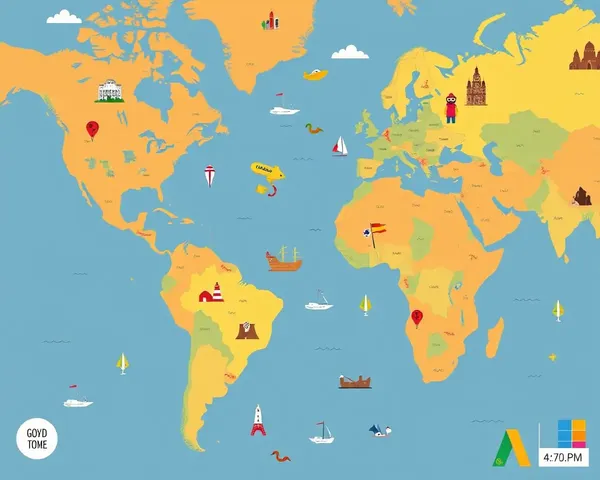 Whimsical World Map Wallpaper with Colorful Landmarks for Mobile