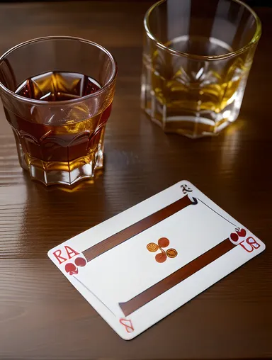 Whiskey and Cards: A Rummy Game in Progress