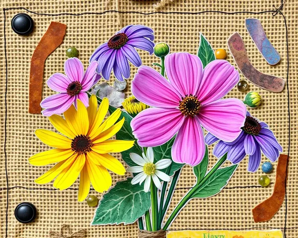 Wildflower Bouquet with Colorful Petals and Stems