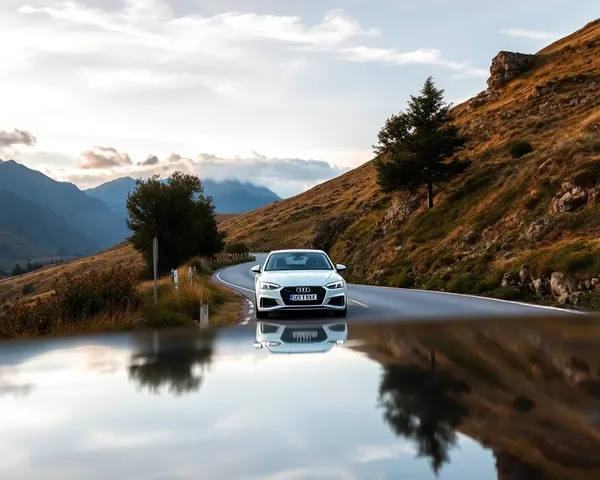 Winding Road iPhone Wallpaper with Audi Car Reflection