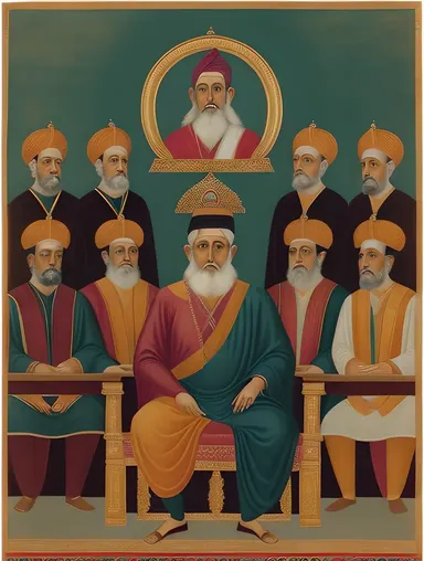 Wise Bindusara in Council with Scholars and Sages
