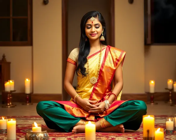 Woman in Lotus Position with Ghungroo Adorned Ankles