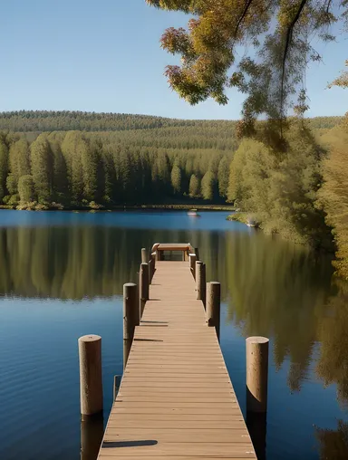 Wooden Boat Dock with Plywood Platform and Lake View