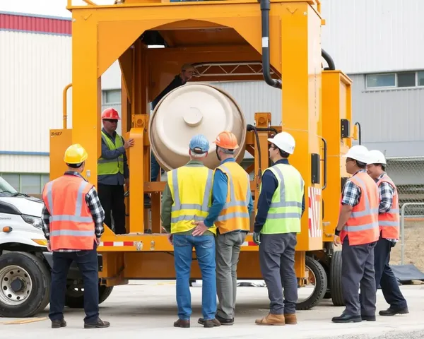 Workers Operate 4 Tower Lift Concrete Mixer Machine
