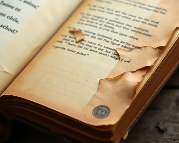 Worn-Out Book's Vestige of Forgotten Page with Yellowed Paper and Corners