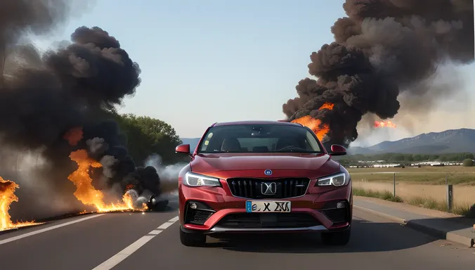 XX Car Speeds Down Highway with Flames