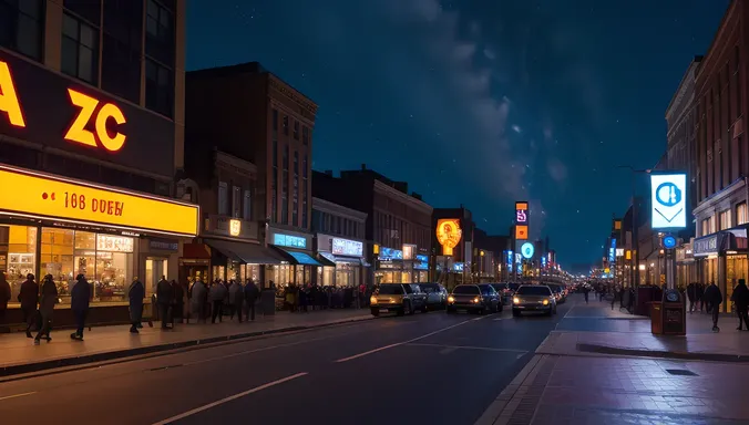 XX-Lit City Street at Night