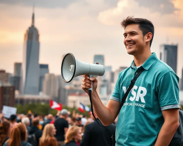 YSR Volunteer Speaks to Crowd About Social Change