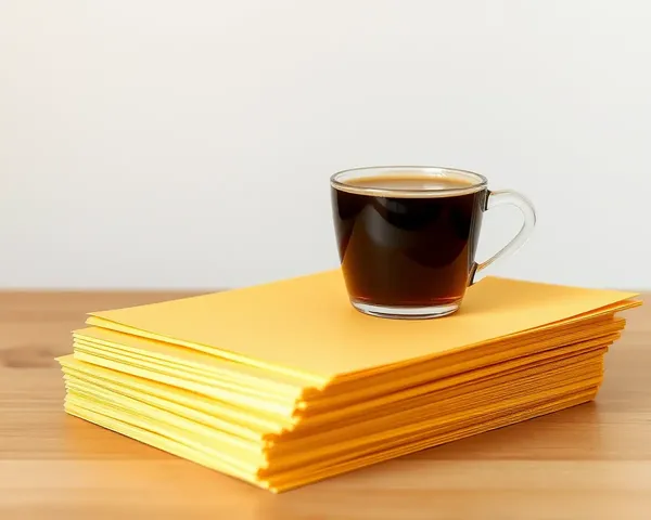 Yellow A4 Size Papers with Coffee on Top