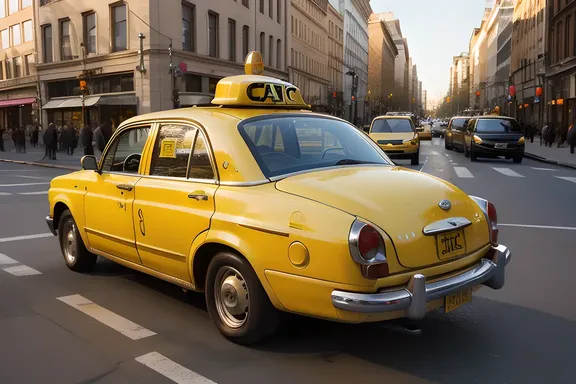 Yellow Taxi Cab with Yellow Stripe