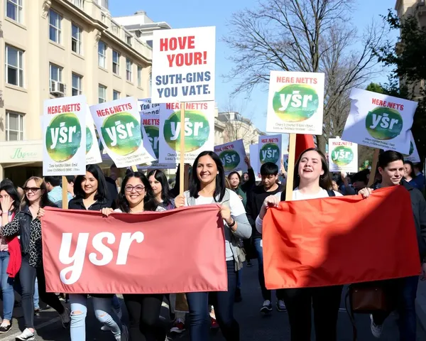 Young Activists March with YSR Logo for Social Justice