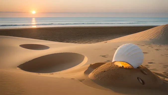 theetam Shell Embedded in Sandy Dune with Seashells