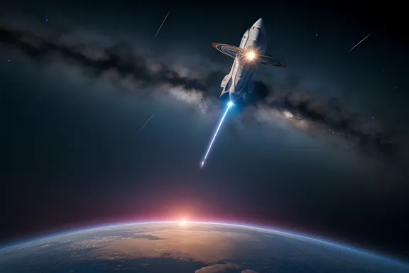 yyyy-Shaped Spaceship Soars Through Cosmos