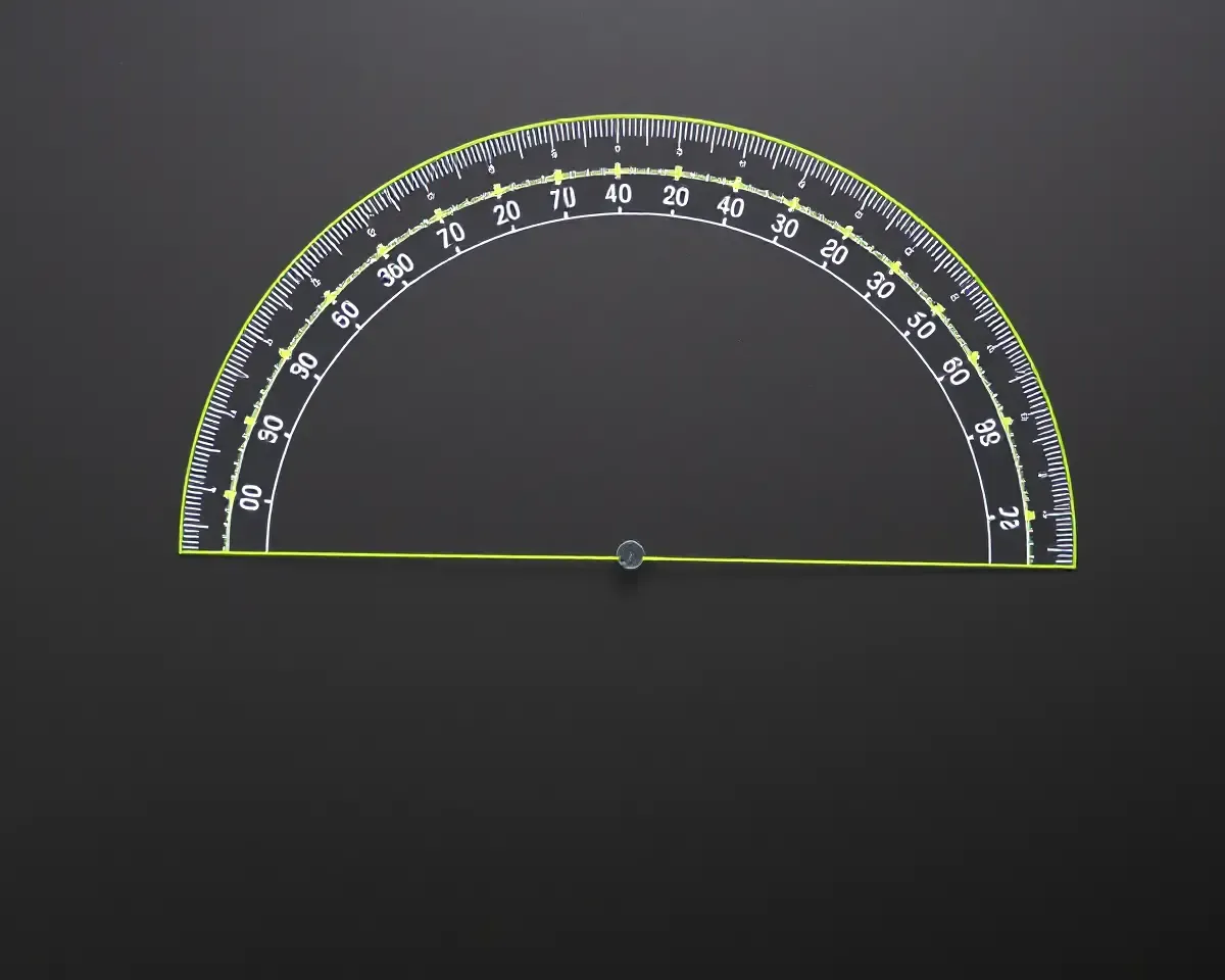 360 Degree Protractor on Black Background with Neon Green Outline