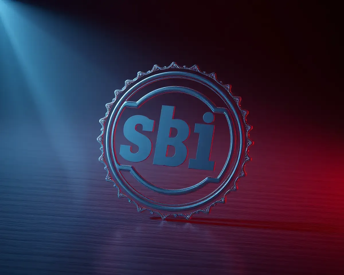 3D Realistic SBI Stamp with Dark Metallic Background
