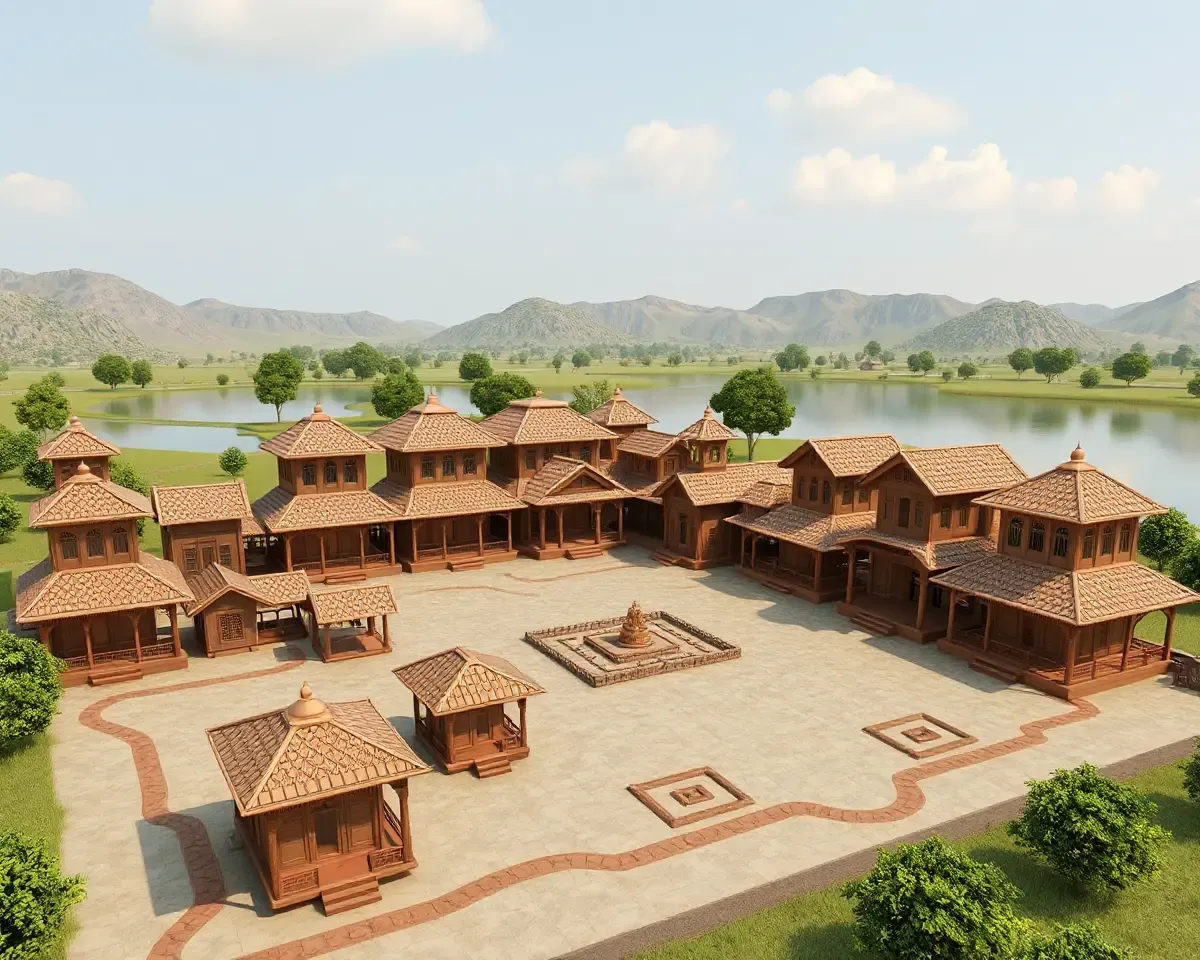 3D Rendering of Traditional Pital Bartan Village in PNG