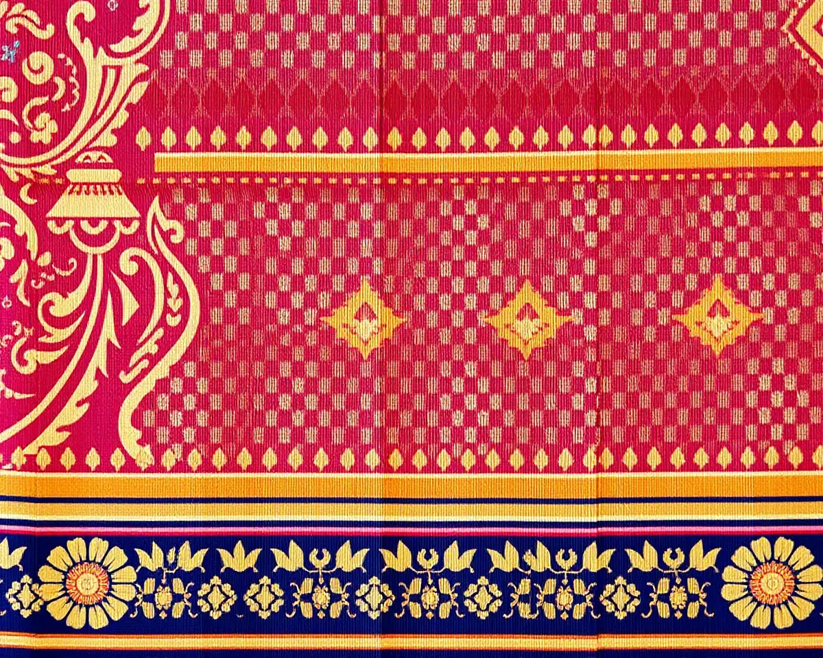3D Textured Sambalpuri Saree Border Design on Fabric Swatch
