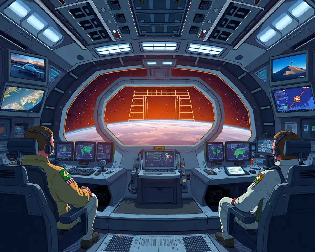 4K Command Center of Endeavour with Astronauts Monitoring Systems