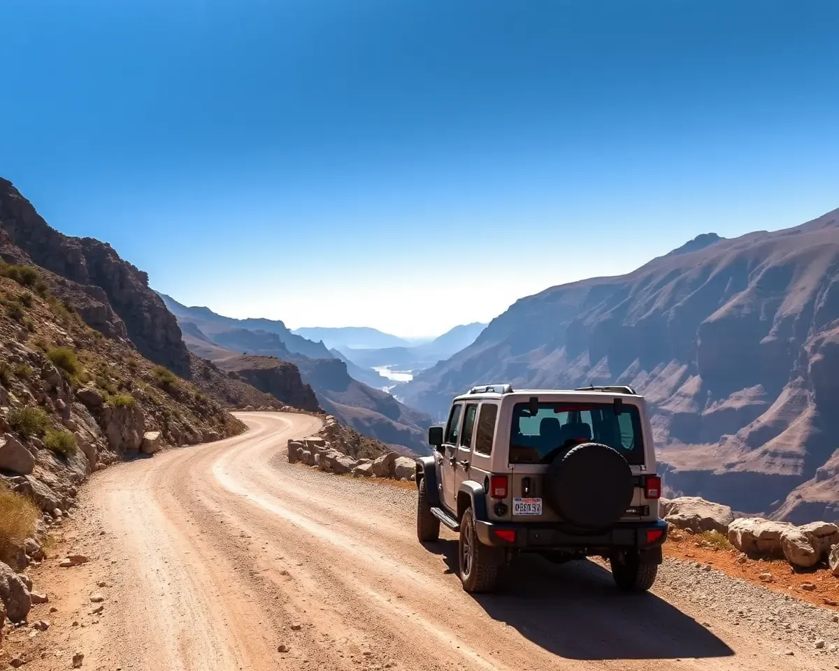 4x4 SUV Drives Down Winding Mountain Road
