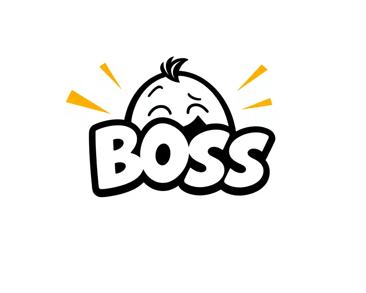 Abstract Whimsical Boss Baby Logo with Bold Expressive Lines