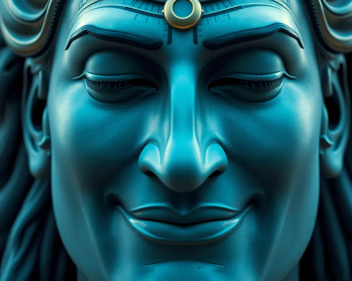 Adiyogi Shiva's Peaceful and Wise Face Conveying Inner Serenity