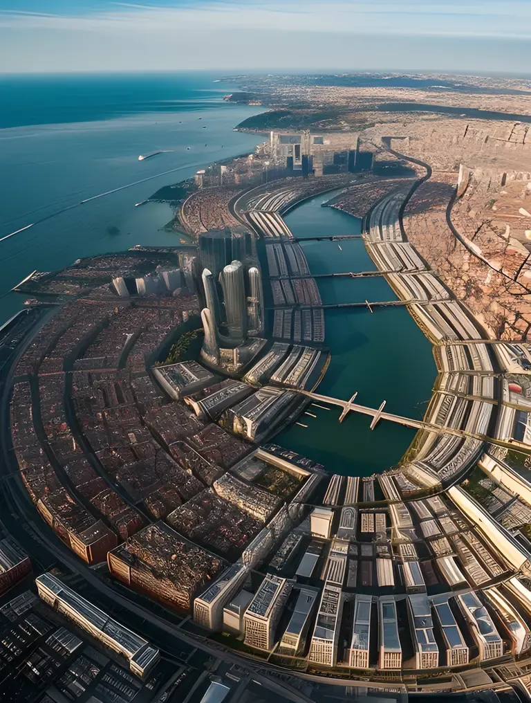Aerial City Photo with Intricate Layout and Architecture