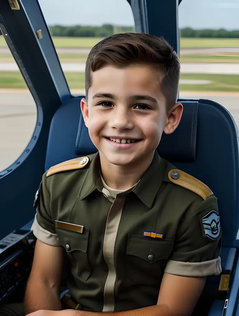 Air Force Boy Excited in Cockpit Adventure