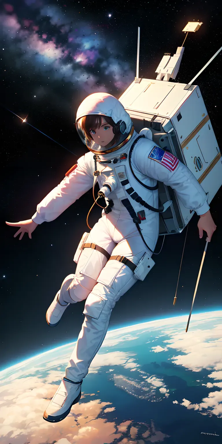 Alphabet Spaceship Explores Galaxy with Astronaut