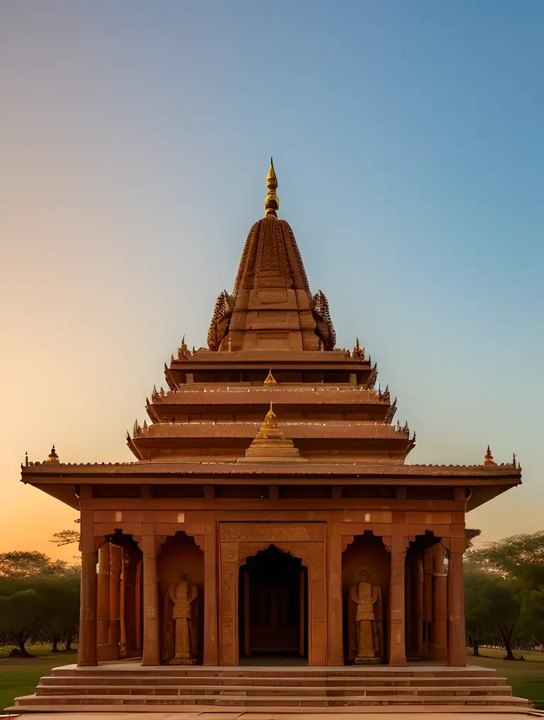 Ancient Temple with Baudhayana-Inspired Carvings