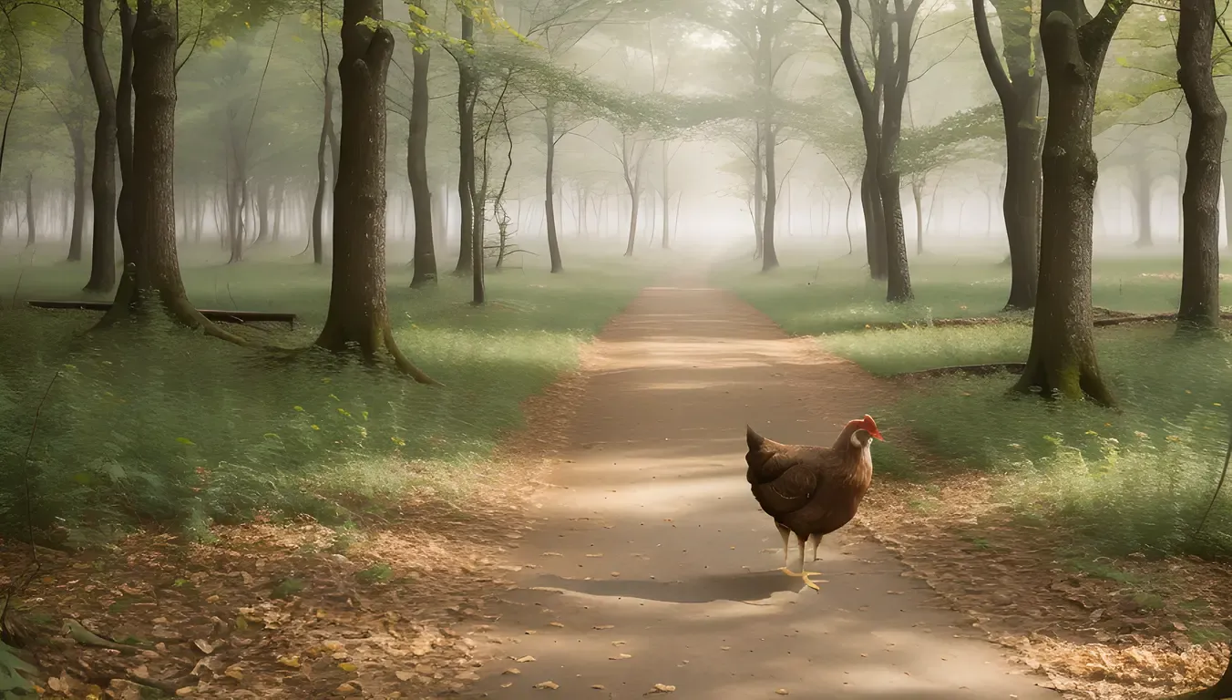 Aseel Takes Leisurely Stroll Through Misty Forest with Soft Light
