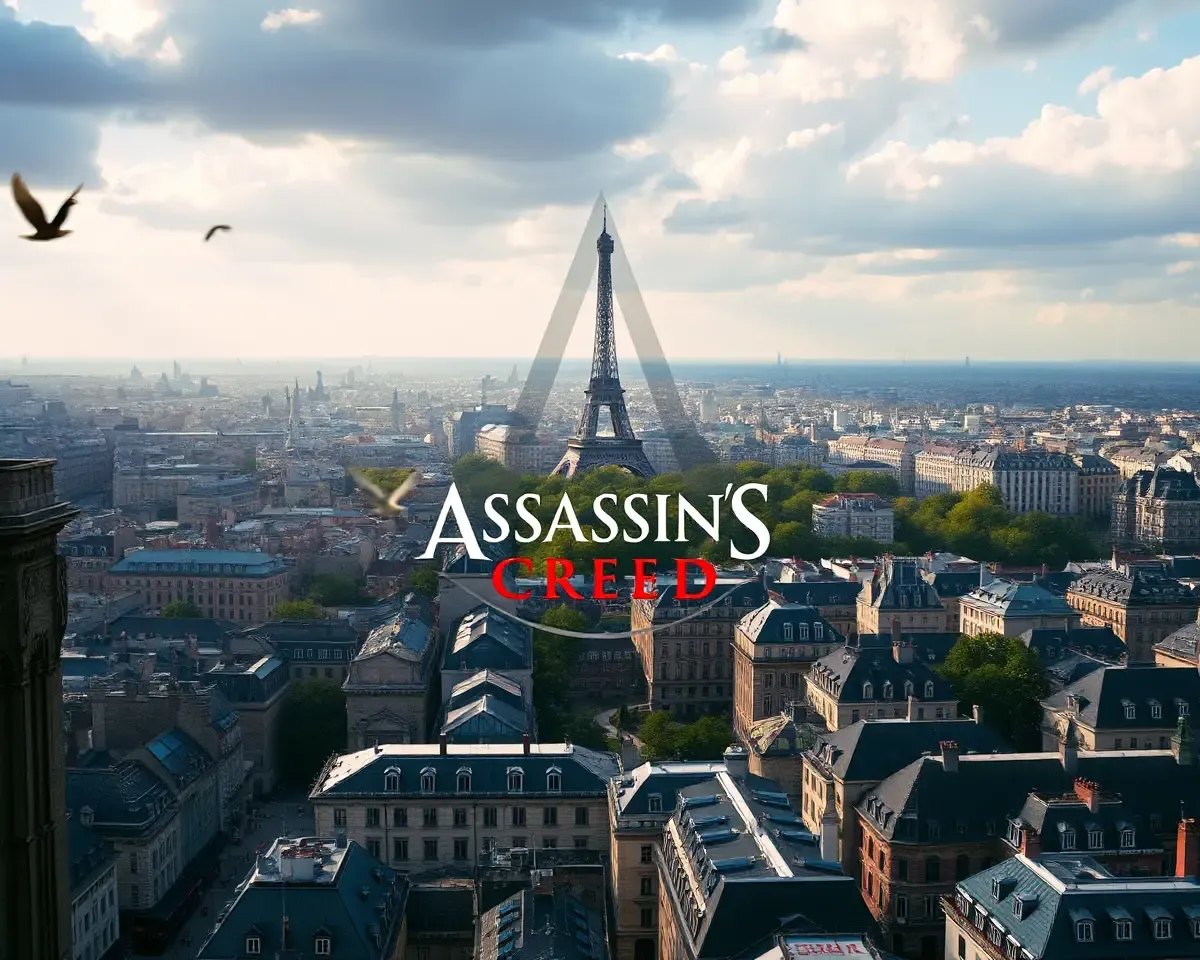 Assassin's Creed 4K Wallpaper: 18th Century Paris Cityscape with Eiffel Tower
