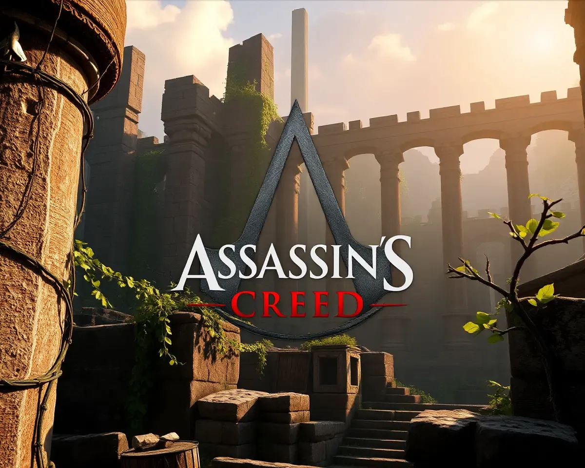 Assassin's Creed 4K Wallpaper: Ancient Ruins with Vines and Golden Light