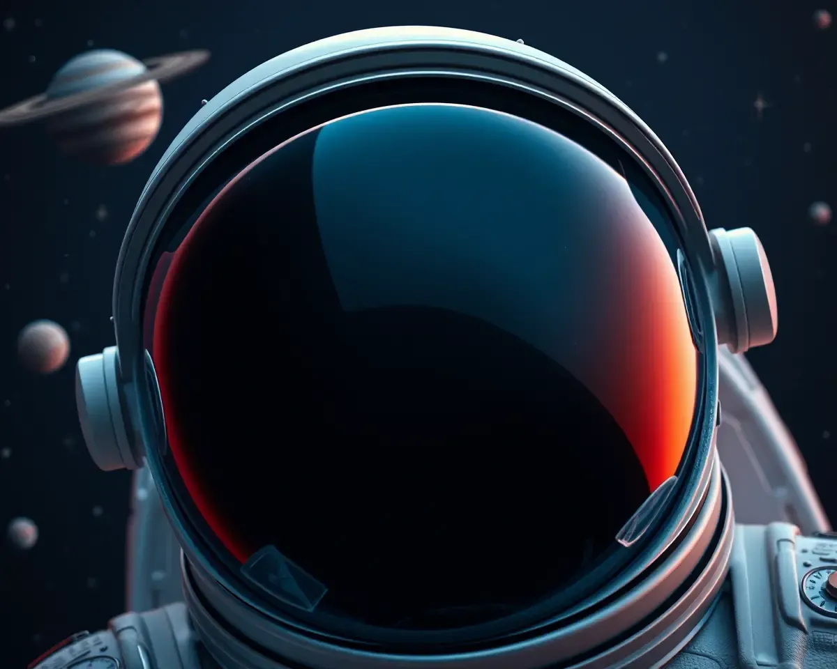 Astronaut's Helmet with Stars and Planets on Metallic iPhone
