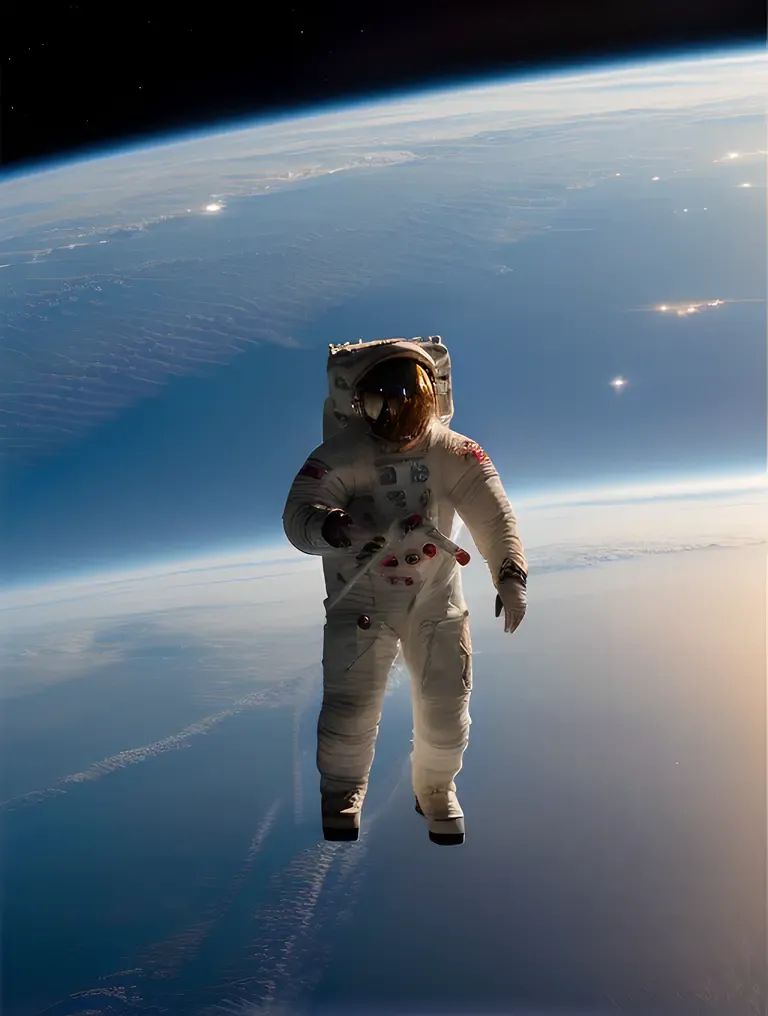 Astronaut Floats Unflaggingly Through Space