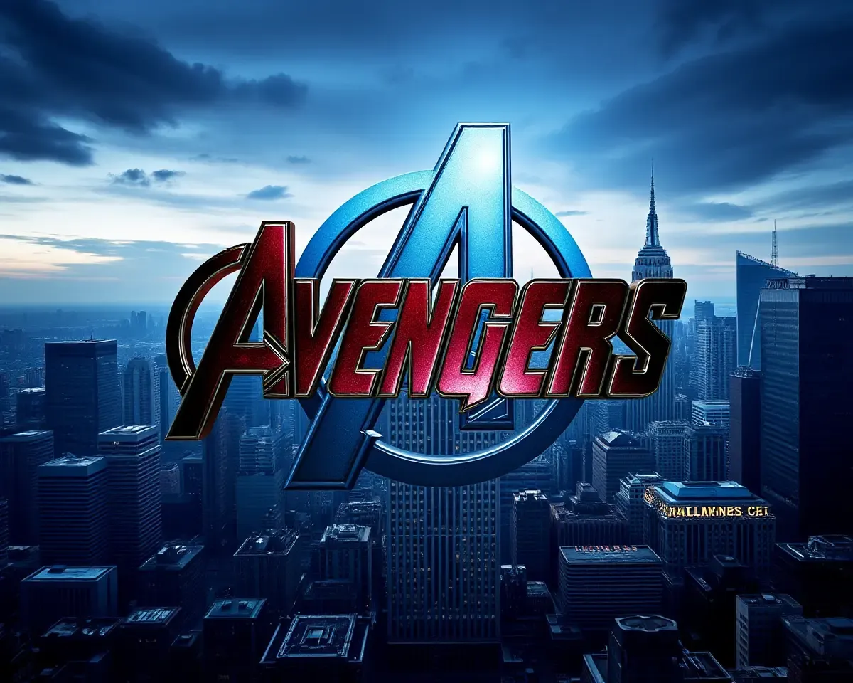 Avengers Logo 4K Amoled Wallpaper with Cityscape