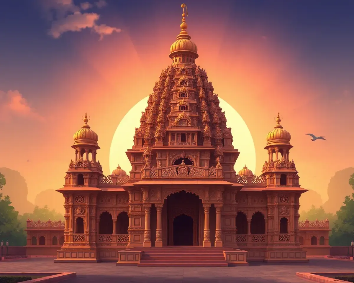 Ayodhya Temple in Bhopal, India with Intricate Carvings and Architecture