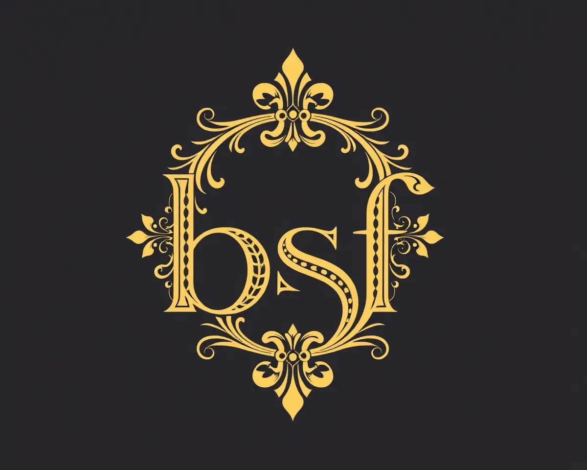 BSF Logo HD: Stylized Ornate Design with Luxurious Elegant Color Palette