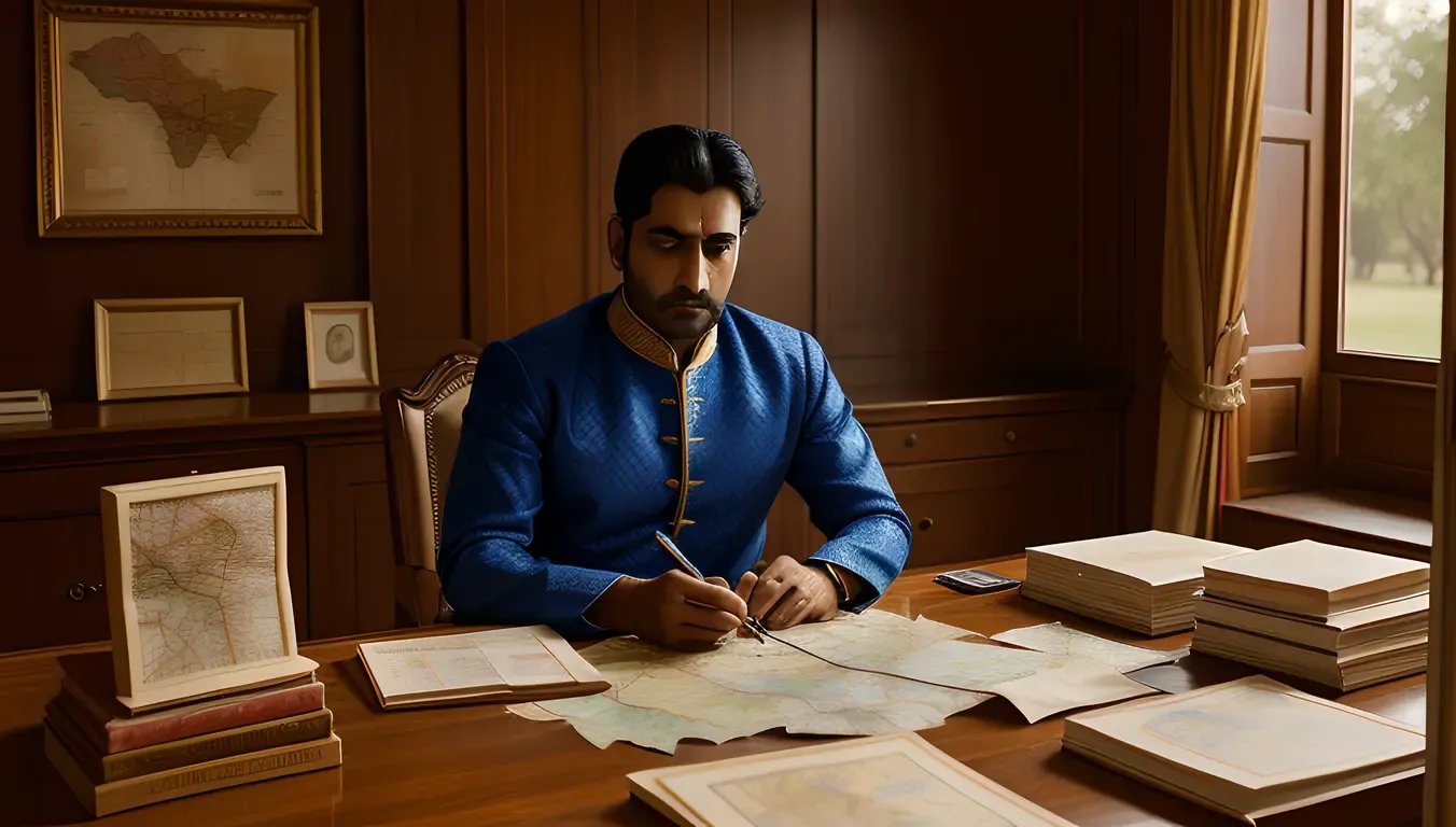 Bajirao I in Solitary Contemplation with Maps and Documents