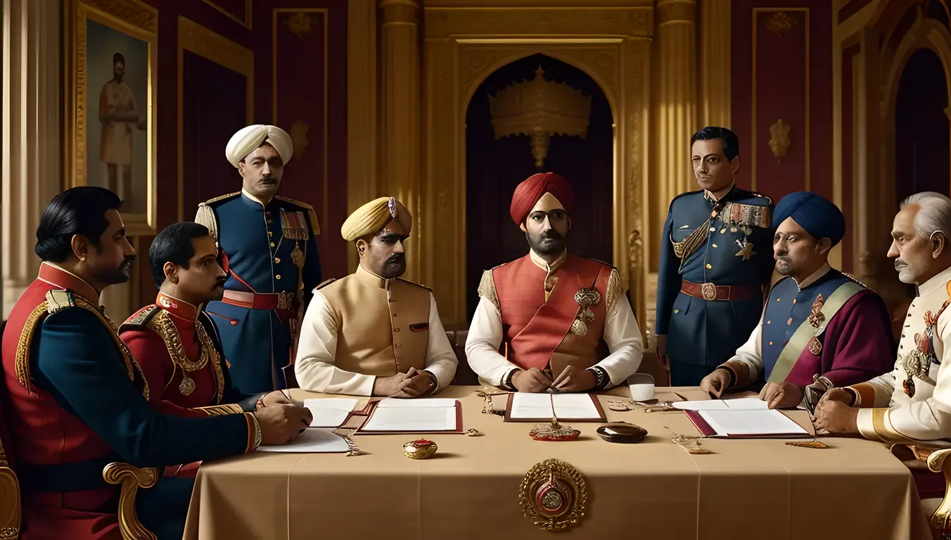 Bajirao I with Generals and Advisors in Regal Meeting