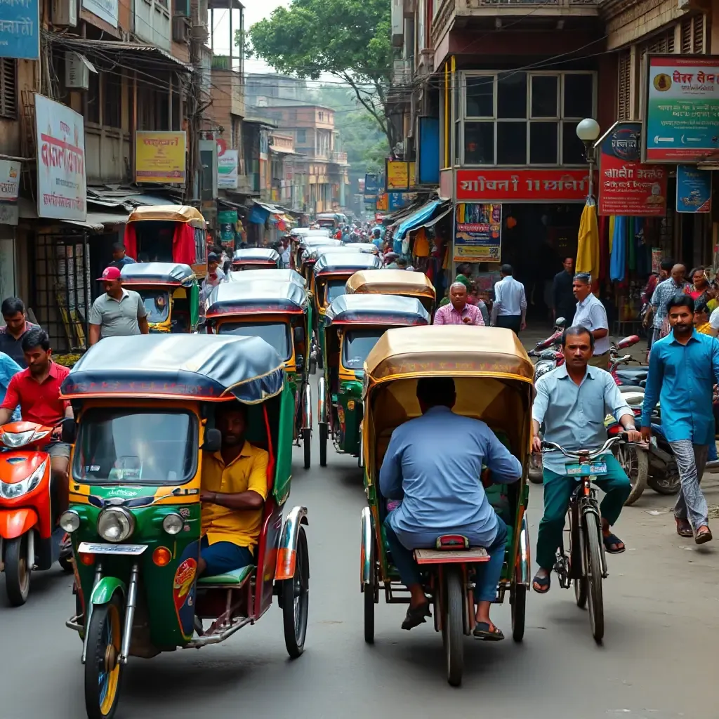 Bangladesh's Old Town Street Scene in Colorful Vibrancy