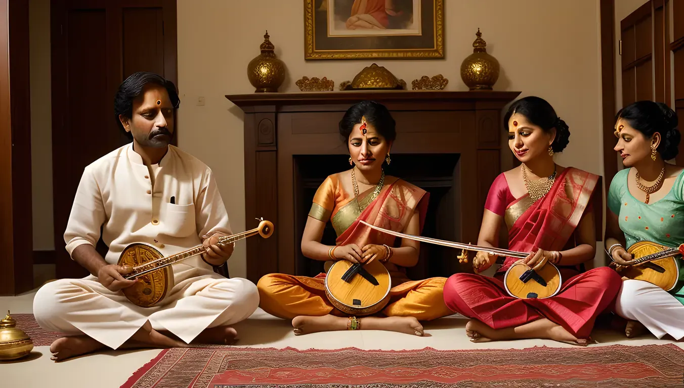 Baniya Plays Traditional Instrument in Cozy Home Setting