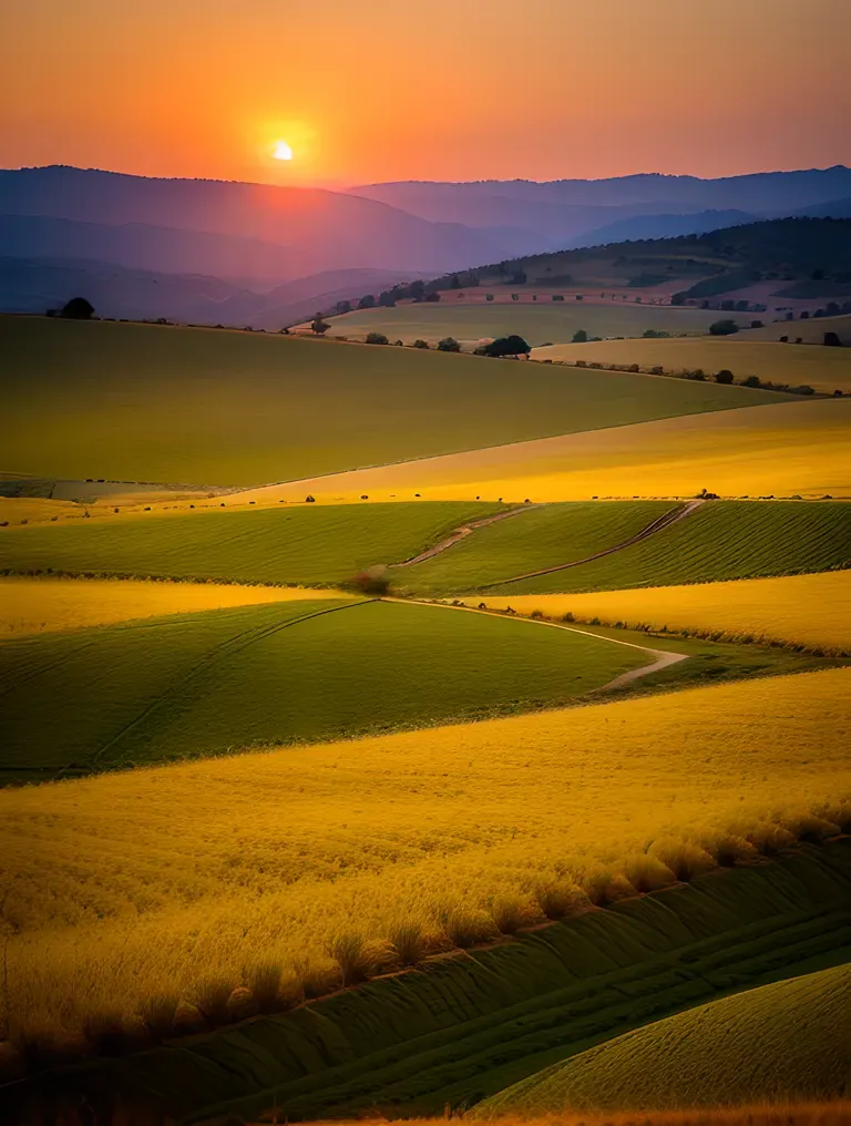 Bansi Sunset: Warm Glow on Rolling Hills