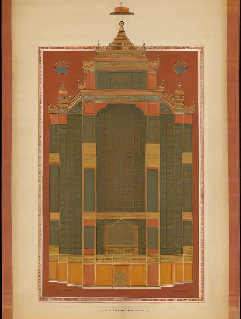 Baudhayana Sulba Sutra with Geometric Shapes and Buildings